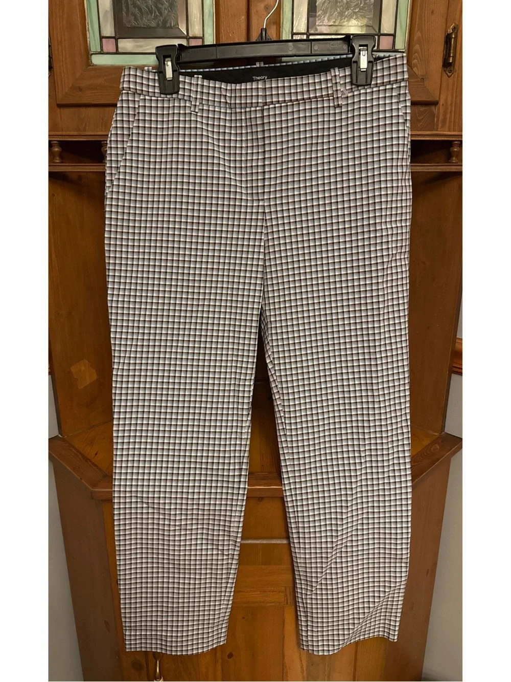Theory Black and White Micro-Check Trousers 6